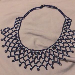 Blue Beaded Collar Necklace